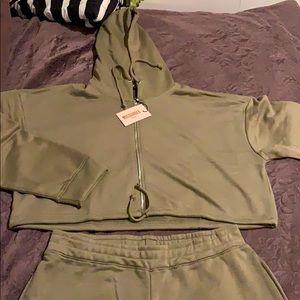 Co-ord crop zip hoody jogger set